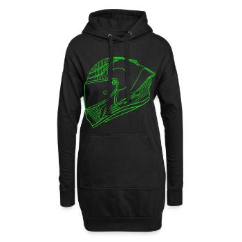 Neon Grün Helm - Visier  - Hoodie-Kleid - Schwarz - Vorne