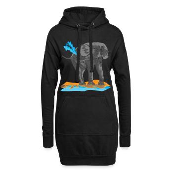 Elefant Rüssel Dickhäuter Afrika Elfenbein Kenia - Hoodie-Kleid - Schwarz - Vorne