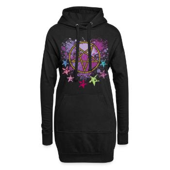 Pentagramm mit Sternen - Hoodie-Kleid - Schwarz - Vorne