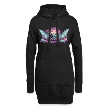Goth Pastel Kawaii Fledermaus Anime Style - Hoodie-Kleid - Schwarz - Vorne