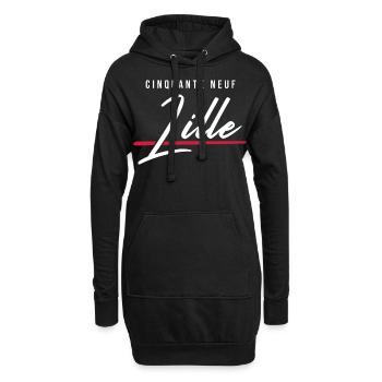Lille 59 Frankreich Kennzeichen - Hoodie-Kleid - Schwarz - Vorne