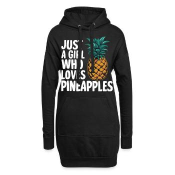 Ananas tropische hawaiianische Frucht - Hoodie-Kleid - Schwarz - Vorne
