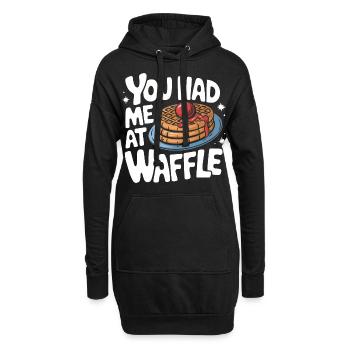 Waffeln Frühstück Süßigkeiten - Hoodie-Kleid - Schwarz - Vorne