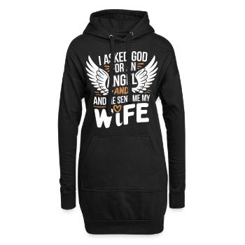 Frau Ehefrau Partnerin Familie Verheiratet - Hoodie-Kleid - Schwarz - Vorne