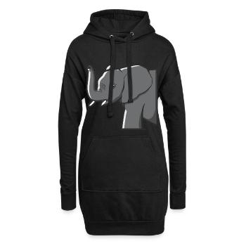 Elefant Elefantenrüssel Kenia Safari Wildtier Tier - Hoodie-Kleid - Schwarz - Vorne