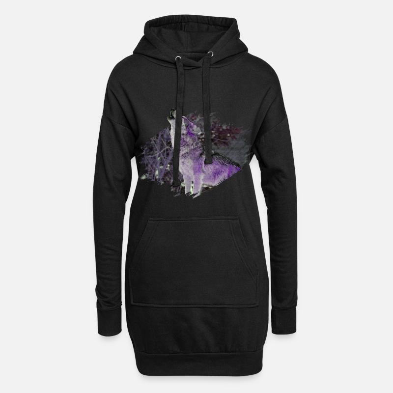 Wolf - Hoodie-Kleid - Schwarz