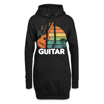 Gitarre retro - Hoodie-Kleid - Schwarz - Vorne