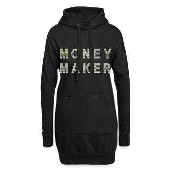 Money Maker Dollar Bill Texture Motivation - Hoodie-Kleid - Schwarz - Vorne