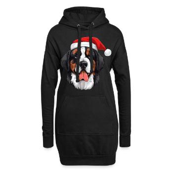 Tête de Noël de chien Saint Bernand - Sweat-shirt à capuche long Femme - noir - Devant