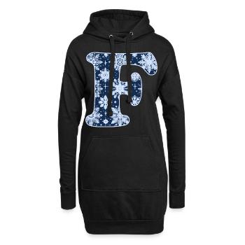 Buchstabe F Schneeflocken - Hoodie-Kleid - Schwarz - Vorne