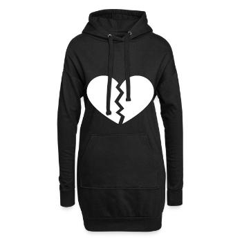 Gebrochenes Herz - Hoodie-Kleid - Schwarz - Vorne