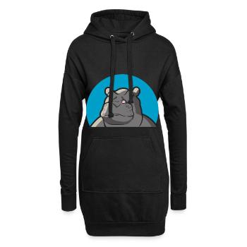 Hippo Nilpferd - Hoodie-Kleid - Schwarz - Vorne