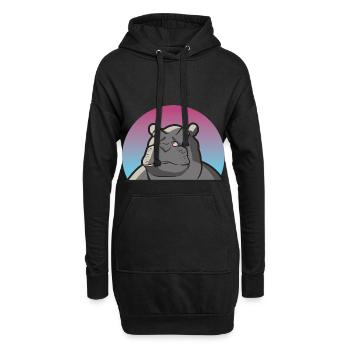 Cadeau hippopotame hippopotame pippyderme hippopotame - Sweat-shirt à capuche long Femme - noir - Devant