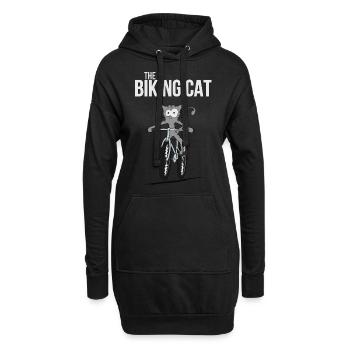 the biking cat Fahrrad Katze Kätzchen Geschenk - Hoodie-Kleid - Schwarz - Vorne