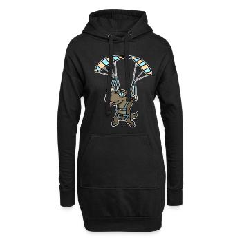 Gleitschirmfliegen Hund - Hoodie-Kleid - Schwarz - Vorne