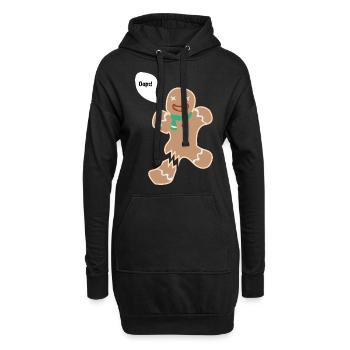 Lebkuchenmann - Bein gebrochen. - Hoodie-Kleid - Schwarz - Vorne