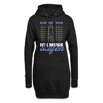 Läufer aus dem Weg ich muss laufen Spruch - Hoodie-Kleid - Schwarz - Vorne