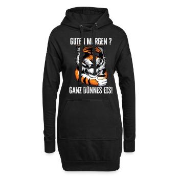 Guten Morgen - Ganz dünnes Eis Spruch Kaffee - Hoodie-Kleid - Schwarz - Vorne
