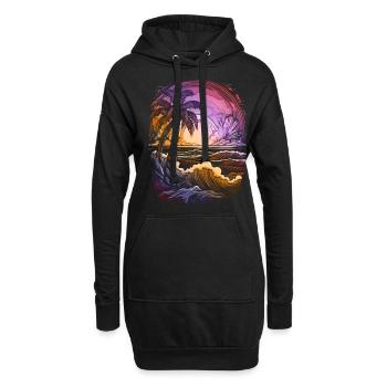 Coucher de soleil Palmiers de mer Vacances d’été - Sweat-shirt à capuche long Femme - noir - Devant