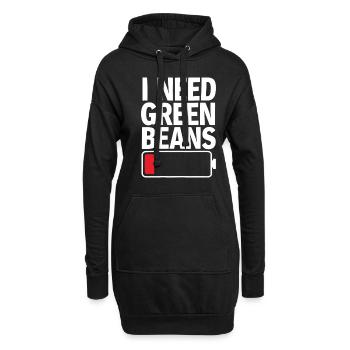 Grüne Bohnen - Hoodie-Kleid - Schwarz - Vorne