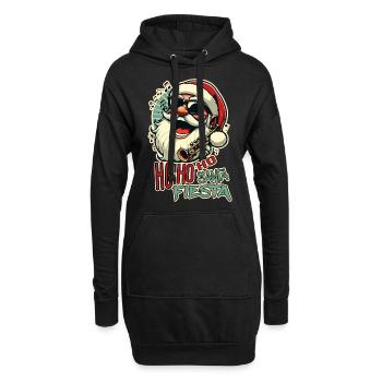 Cooler lustiger Weihnachtsmann mit Sonnenbrille (Ho-ho-ho) - Hoodie-Kleid - Schwarz - Vorne