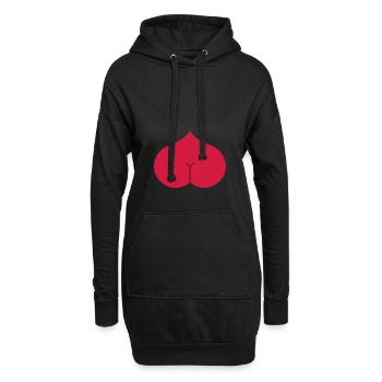 Arsch Herz Popo - Hoodie-Kleid - Schwarz - Vorne