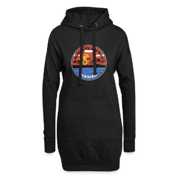 Sonnenuntergang Waipi'O Schwarzer Sandstrand Hawaii - Hoodie-Kleid - Schwarz - Vorne