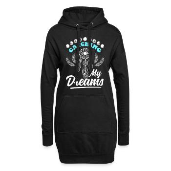 Träumen Federn Wünschen Esoterik - Hoodie-Kleid - Schwarz - Vorne