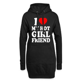 i love my hot girlfriend - Sweat-shirt à capuche long Femme - noir - Devant
