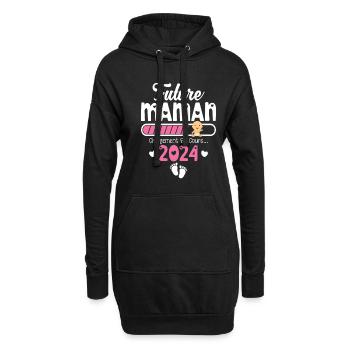 Future Maman 2024 Cadeau Nouvelle Naissance Maman - Sweat-shirt à capuche long Femme - noir - Devant