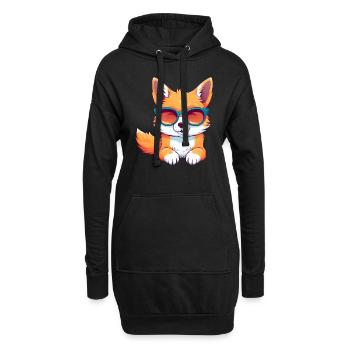Cool Nerd Fox - Design animal décontracté - Sweat-shirt à capuche long Femme - noir - Devant