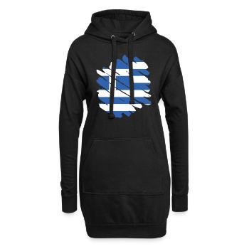 Drapeau de la Grèce Hellas Athènes Drapeau grec - Sweat-shirt à capuche long Femme - noir - Devant
