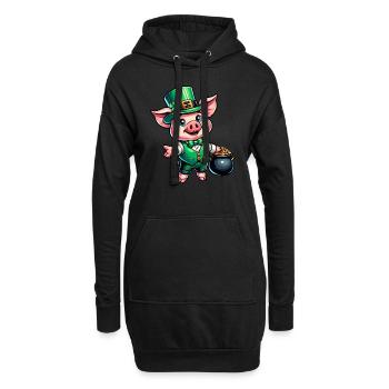 Doux cochon de la Saint-Patrick - Sweat-shirt à capuche long Femme - noir - Devant
