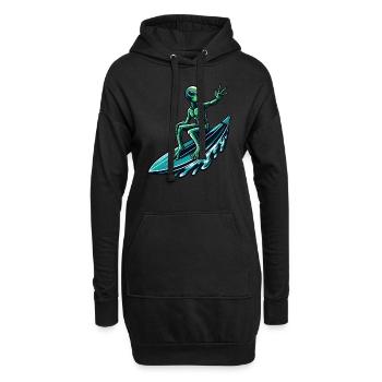 Surfeur extraterrestre sur la planche de surf - Sweat-shirt à capuche long Femme - noir - Devant