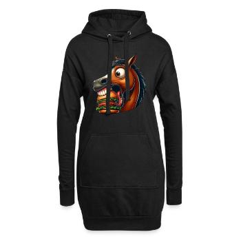 Pferd Burger Hamburger Fast Food Fan - Hoodie-Kleid - Schwarz - Vorne