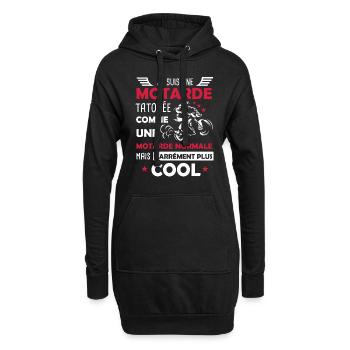 Motarde tatouée cadeau drôle femme humour moto - Sweat-shirt à capuche long Femme - noir - Devant