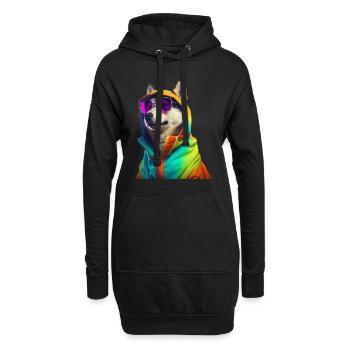 Husky avec lunettes de soleil Coloré Cool Huskies Chien - Sweat-shirt à capuche long Femme - noir - Devant