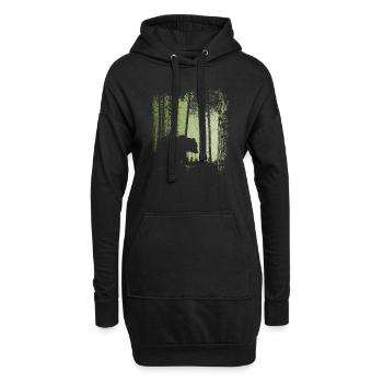 Braunbär im Zwielicht Wald Outoor Bär Silhouette - Hoodie-Kleid - Schwarz - Vorne
