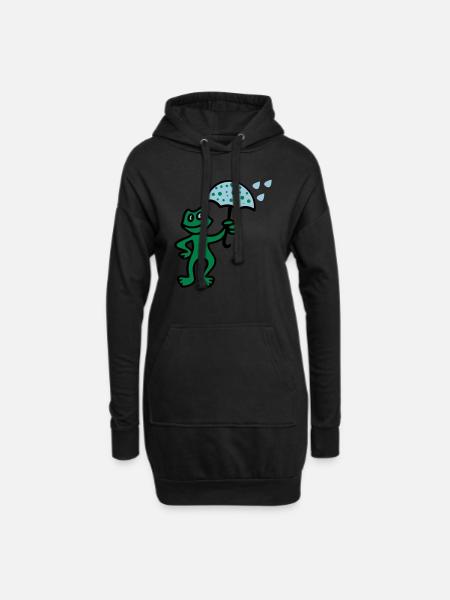 Wetterfrosch - Regen - Hoodie-Kleid - Schwarz