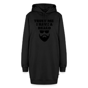 trust me i have a beard - Hoodie-Kleid - Schwarz - Vorne - AI Model Female 172 light (172cm)