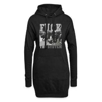 Fuck the System - Hoodie-Kleid - Schwarz - Vorne