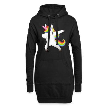 Einhorn Dab, Dabbendes Einhorn, DAB, Regenbogen - Hoodie-Kleid - Schwarz - Vorne