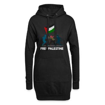 Palestine libre - Sweat-shirt à capuche long Femme - noir - Devant