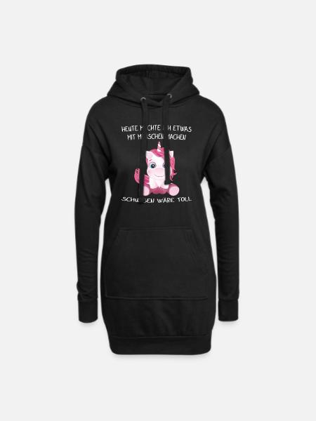 EINHORN - Heute möchte ich was mit Menschen machen - Hoodie-Kleid - Schwarz