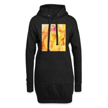 Farbverlauf gelb rot - Hoodie-Kleid - Schwarz - Vorne