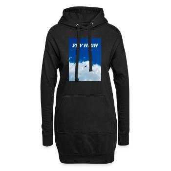 Fliegen Sie hoch. Drucken Sie mit realistischem Foto. - Hoodie-Kleid - Schwarz - Vorne