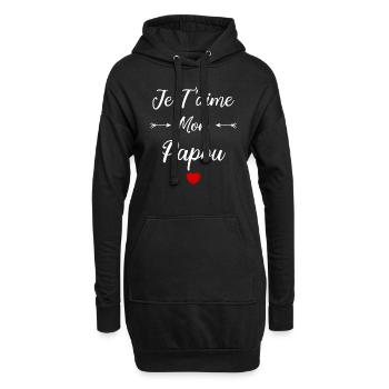 je t'aime mon papou - Sweat-shirt à capuche long Femme - noir - Devant