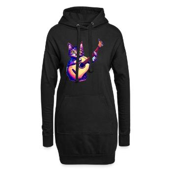 Guitariste Chat domestique Chat Chat Guitare Chat Chaton - Sweat-shirt à capuche long Femme - noir - Devant