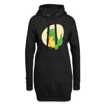 Mignon T-Rex Vert, Dinosaure, Tyrannosaure - Sweat-shirt à capuche long Femme - noir - Devant