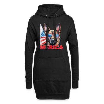 Unabhängigkeitstag 4. Juli Schäferhund Amerika - Hoodie-Kleid - Schwarz - Vorne